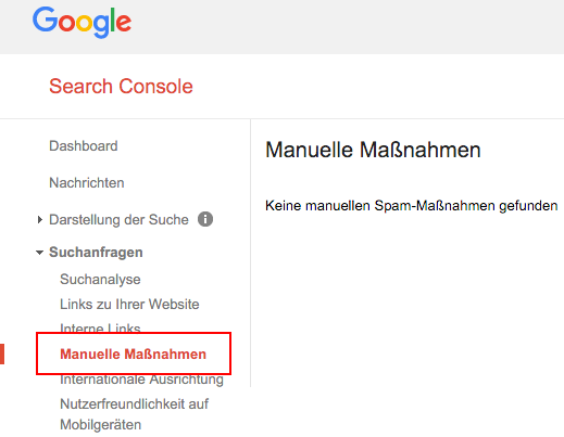 Google Search Console - Manuelle Maßnahmen