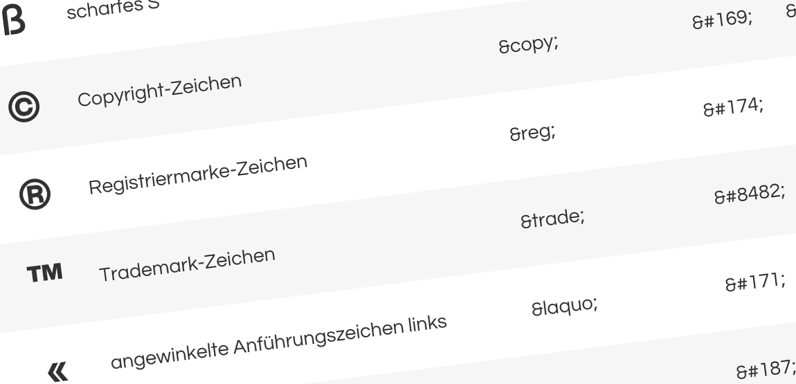 HTML Sonderzeichen / Unicode