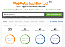 kostenlose SEO Tools - WebMeUp Backlink Analyse